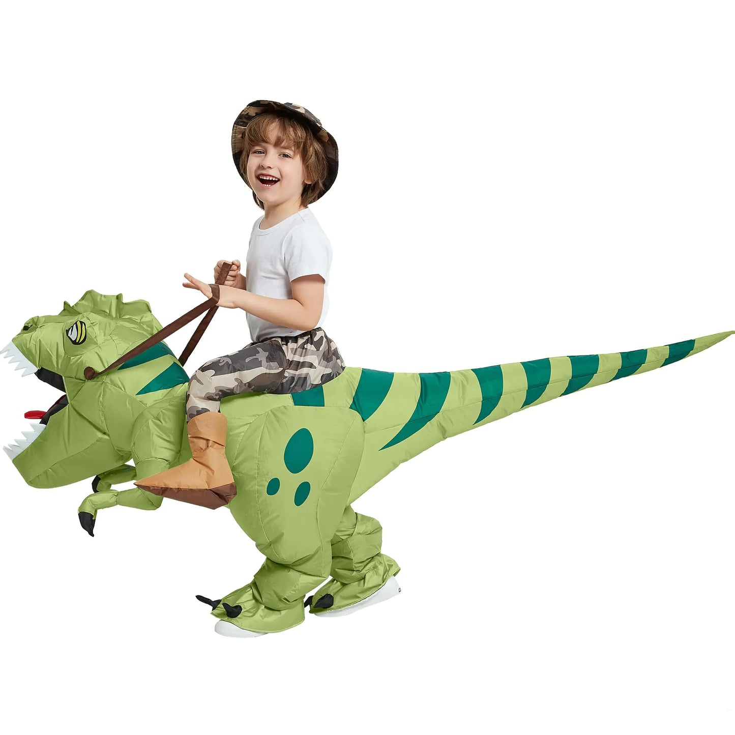 One Casa Inflatable Dinosaur Costume Riding T Rex Air Blow up Funny Fancy Dress Party Halloween Costume for Kids 2-3 Yrs