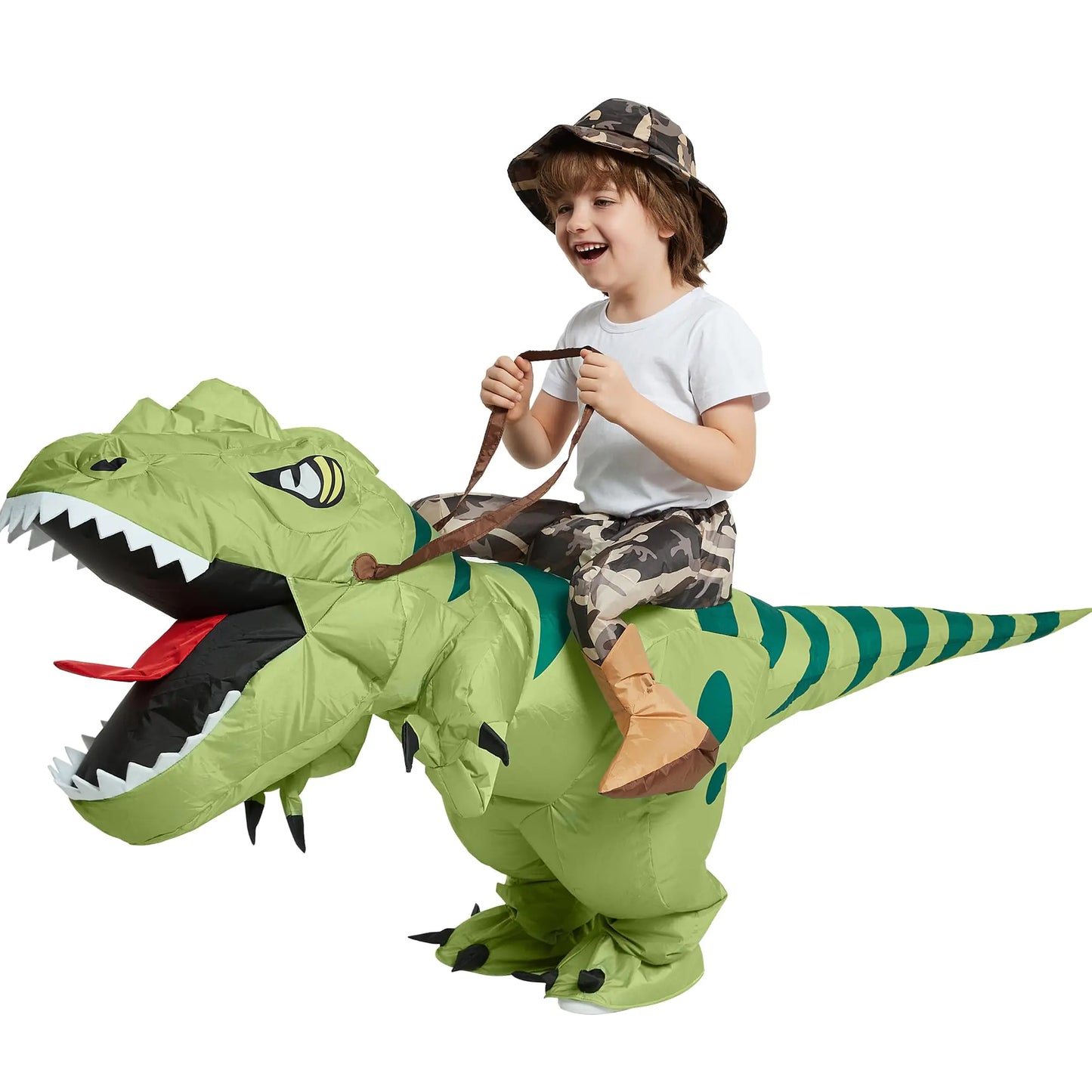 One Casa Inflatable Dinosaur Costume Riding T Rex Air Blow up Funny Fancy Dress Party Halloween Costume for Kids 2-3 Yrs