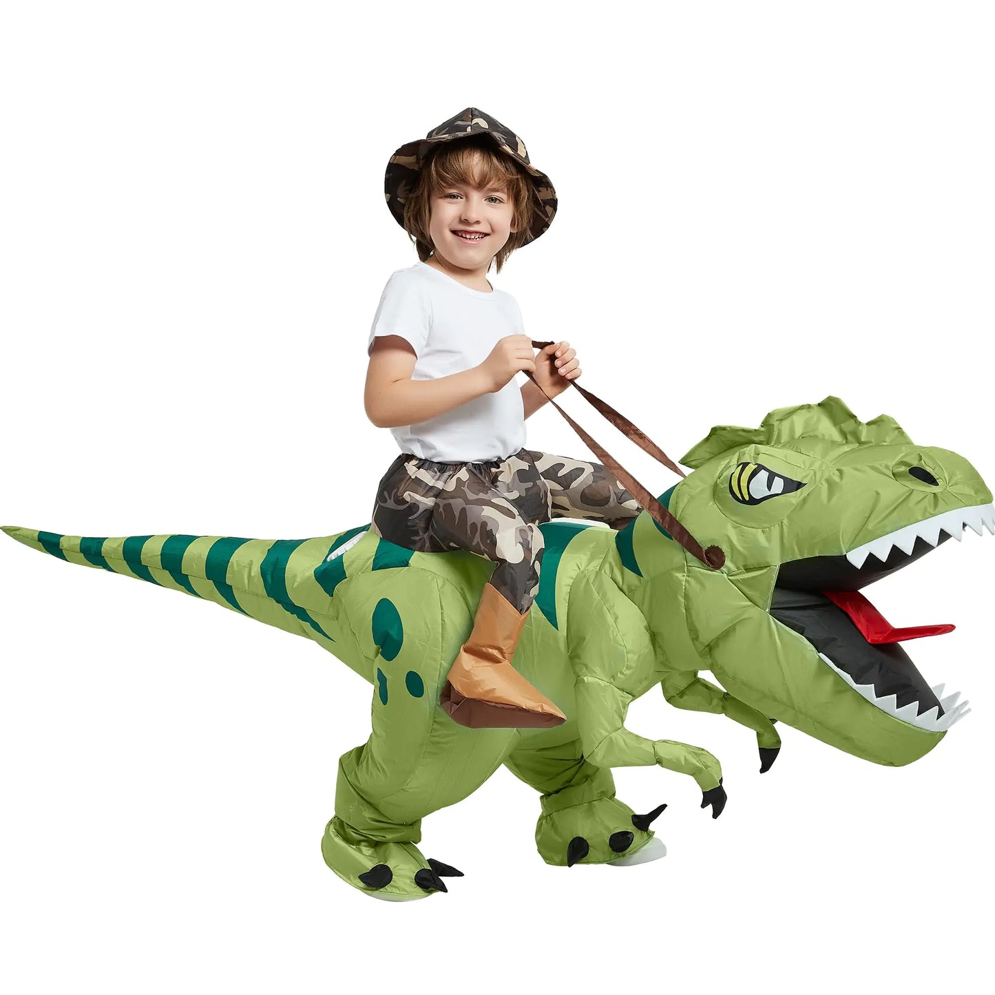 One Casa Inflatable Dinosaur Costume Riding T Rex Air Blow up Funny Fancy Dress Party Halloween Costume for Kids 2-3 Yrs