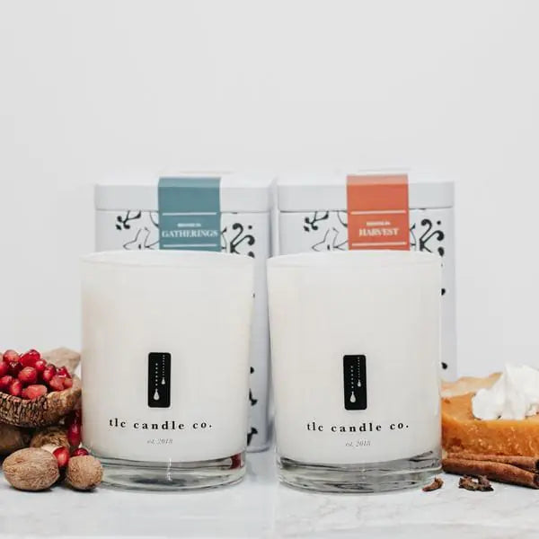 "Fall" Harvest, Pumpkin and Gatherings, Pomegranate Luxury 2-Wick Soy Candle Gift Set