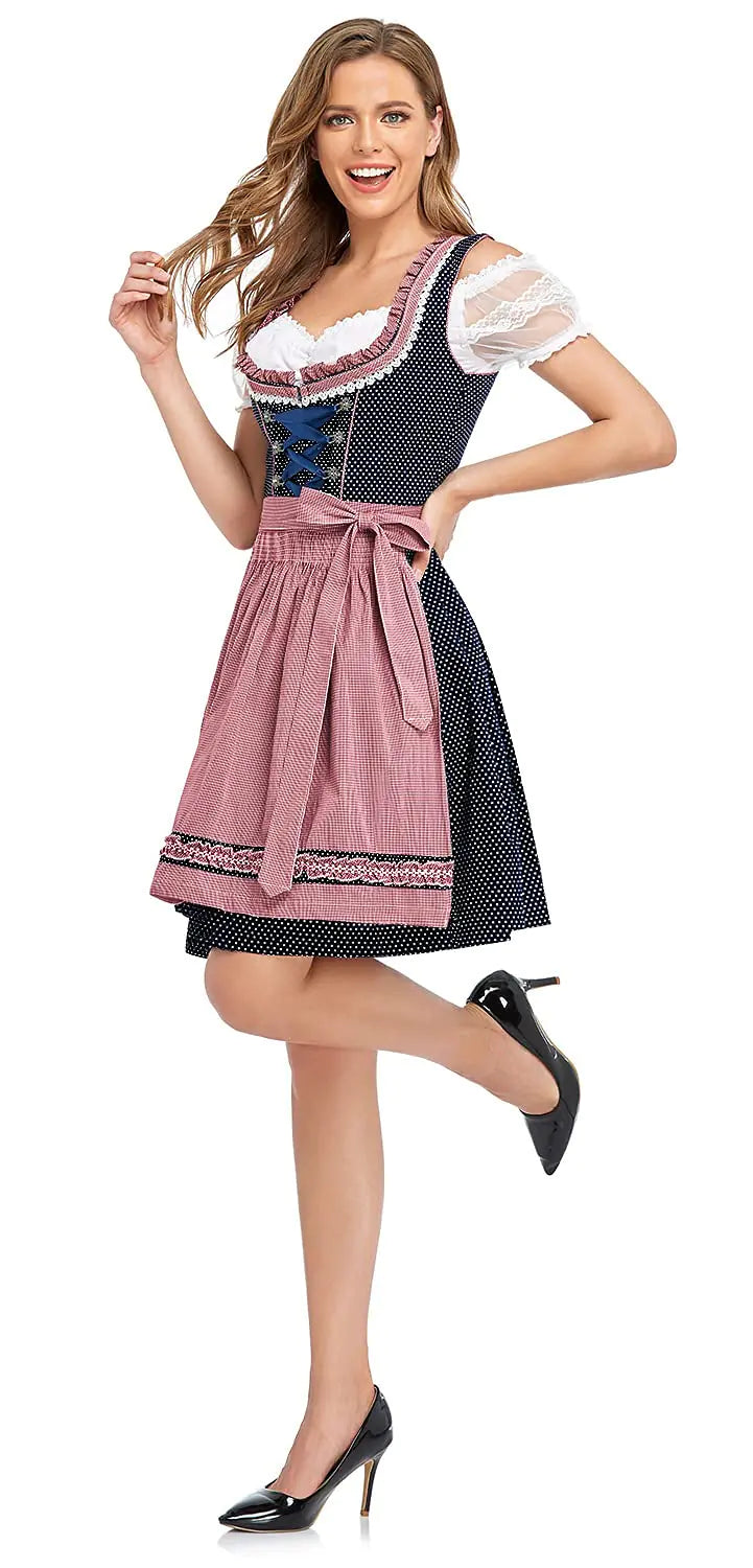 Oktoberfest Costumes Women Dirndl Dresses 3 Pcs German Oktoberfest Dresses Bavarian Costume Beer Carnival Outfits XX-Large